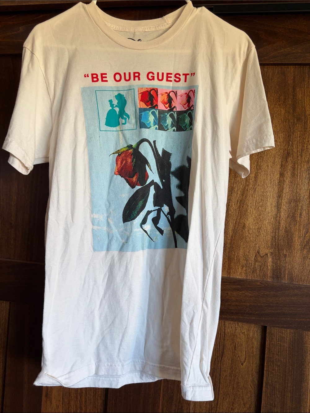 Disney White Short-Sleeve Tee with Red Rose Graphic